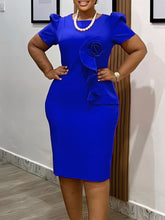Chic Round Neck Ruffle Package Hip Dress